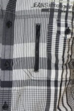 CAMICIA MEZZA MANICA COTONE  A QUADRI BICOLOR NERO GRIGIO