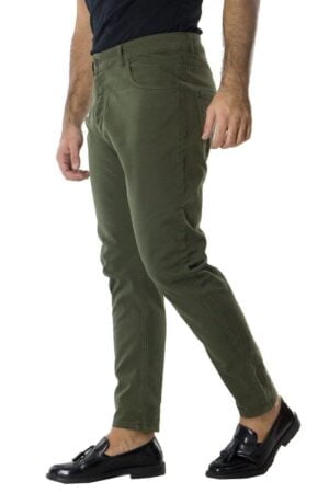 Pantalone uomo slim fit 5 tasche nero verde elastico invernale casual made in italy cotone 42 44 46 48 50 52 con bottoni