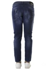 Jeans uomo slim elastico lavaggio scuro modello twist 5 tasche con rotture toppe ed effetto scambiato e sporco