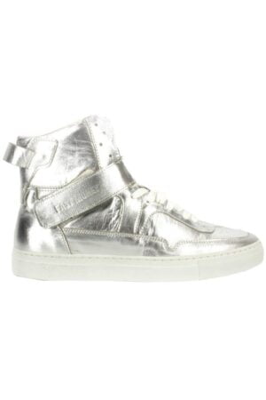 SNEAKERS ALTA IN PELLE ARGENTO