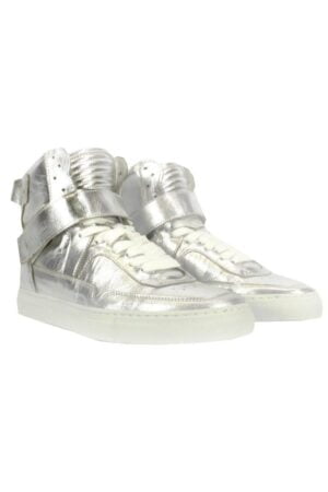 SNEAKERS ALTA IN PELLE ARGENTO