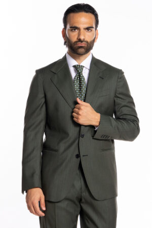 Giacca uomo monopetto verde militare Solaro in fresco lana e seta Vitale Barberis Canonico Rever classico