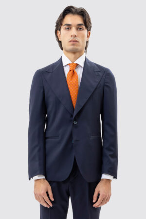 Giacca uomo monopetto blu notte fresco lana super 130's Vitale Barberis Canonico Rever largo a lancia